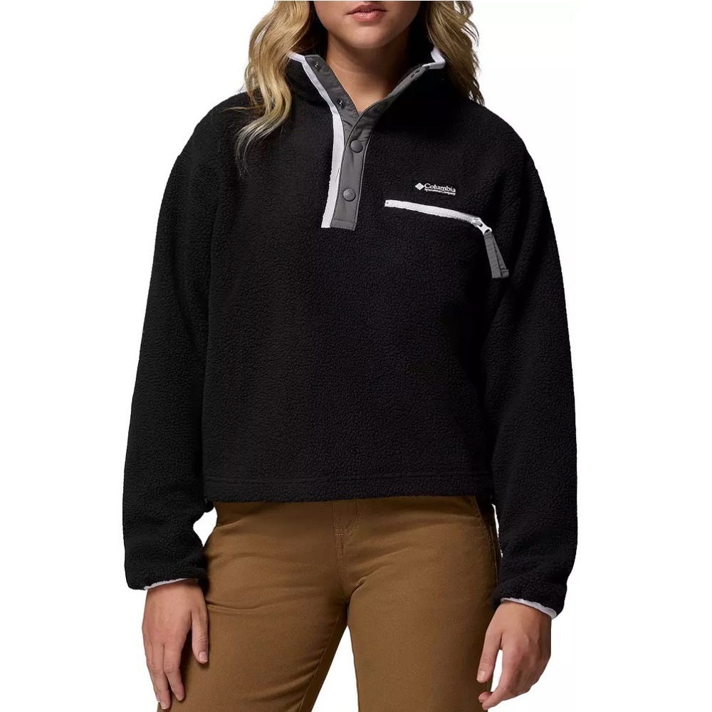 Columbia Women’s Black Helvetia II 1/2 Snap Cropped Fleece Pullover Size Medium